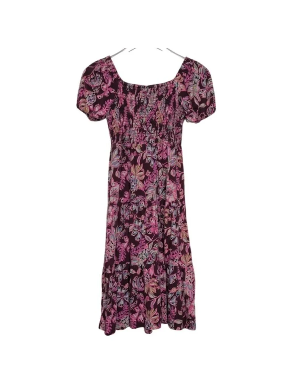 Lilly Pulitzer Floral Mini Jilly Sleeved Midi Dress Girls Size Large Purple Cott